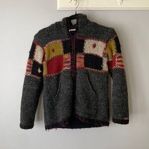 Alma wool full zip warm boho jacket youth size XL